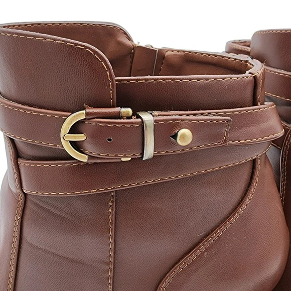 Bass Womens Angie Buckle Ankle Wedge Boots Booties Size 9M Brown - Picture 7 of 12